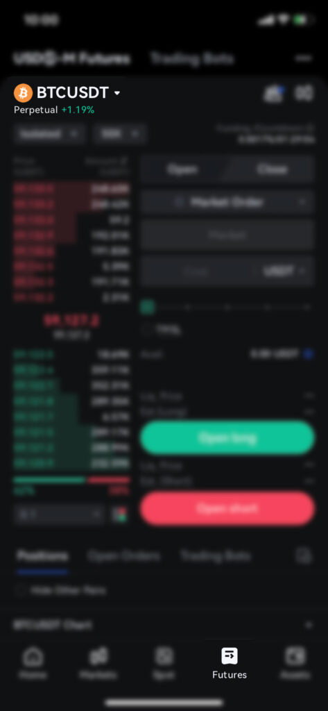 فیوچرز صرافی توبیت Toobit در موبایل