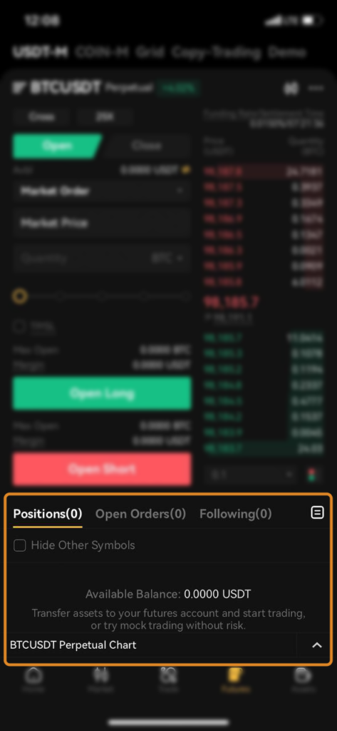 آموزش فیوچرز صرافی XT در موبایل