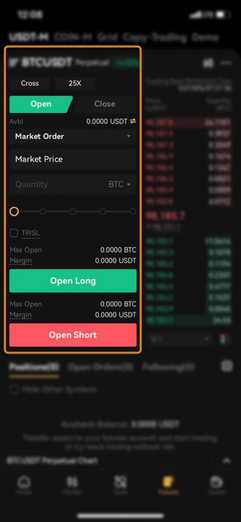 آموزش فیوچرز صرافی XT در موبایل