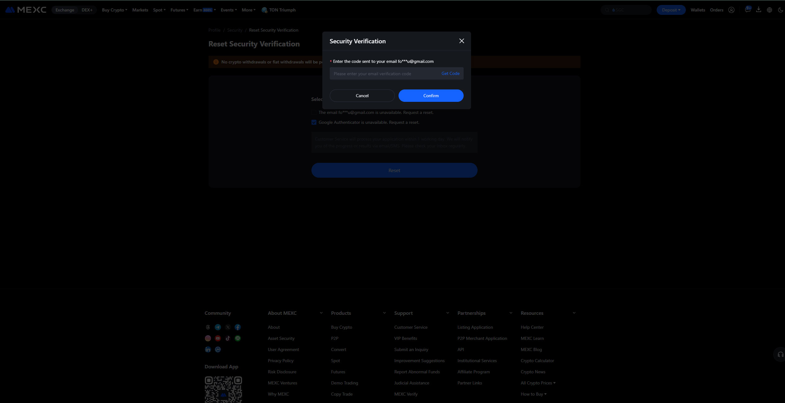 تغییر Google Authenticator صرافی MEXC