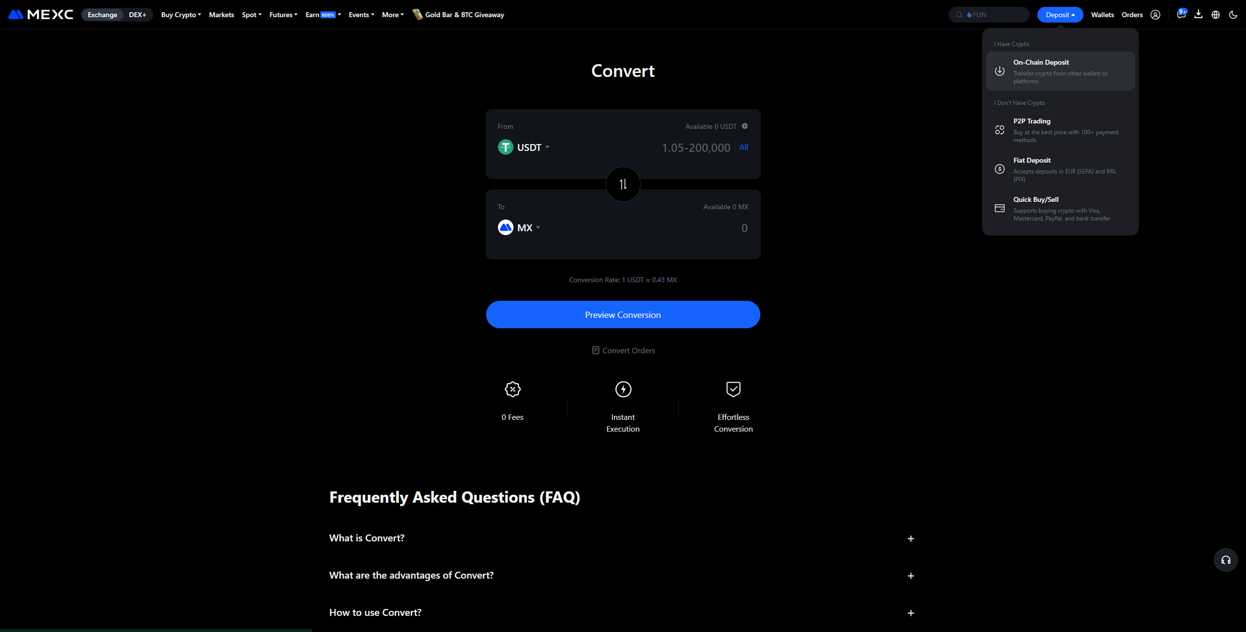 واریز به صرافی mexc
