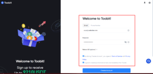 ثبت نام toobit
